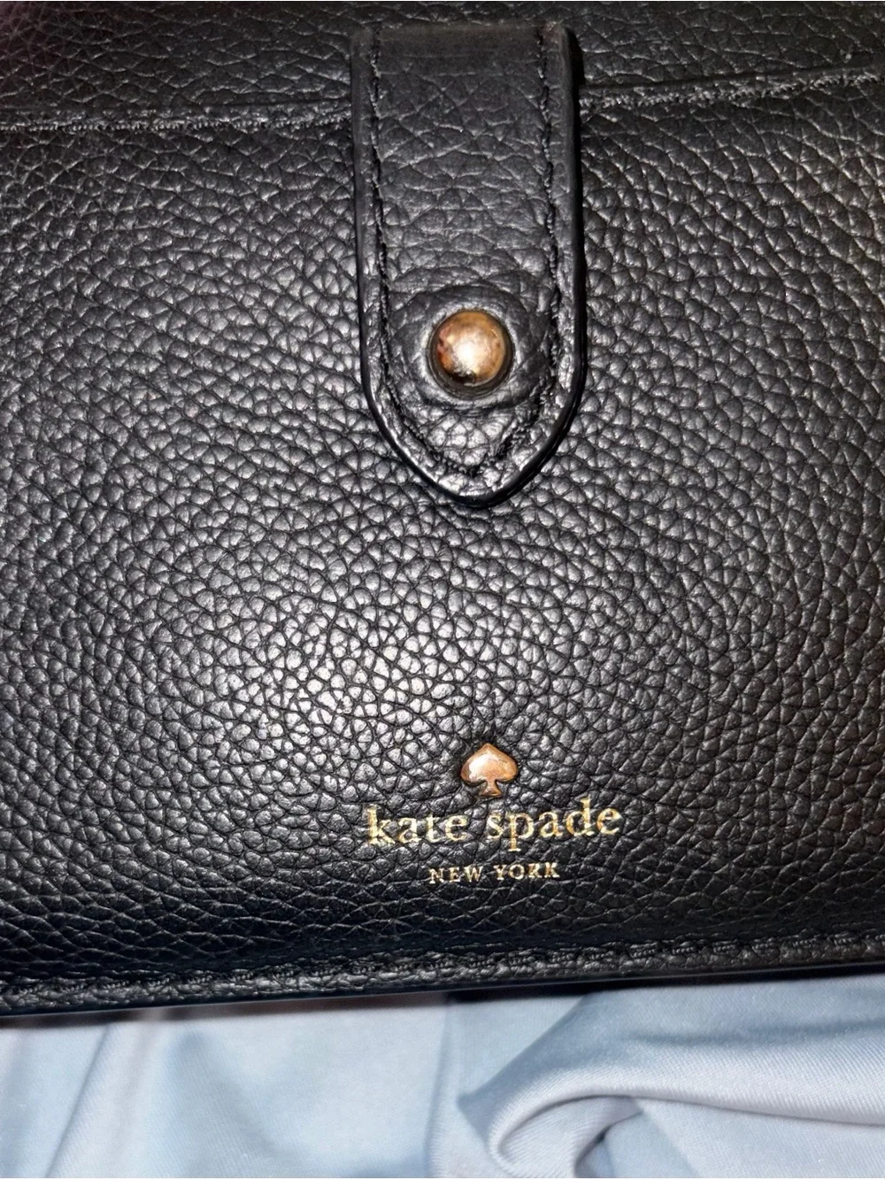 kate spade Black Leather Crossbody Wallet with Gold Hardware
